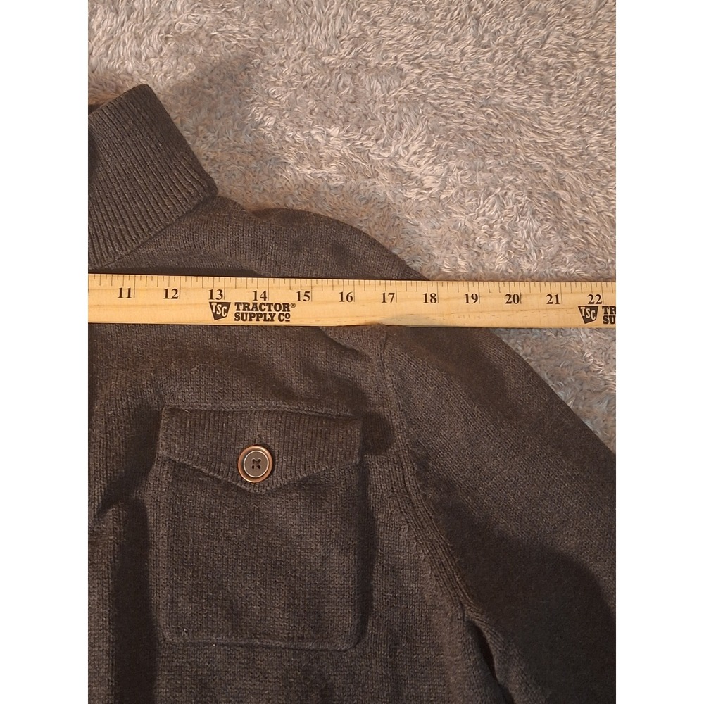 Banana Republic Mens High Ribbed Sweater Large Mock Neck Gray Pocket 3-Button - Picture 3 of 8